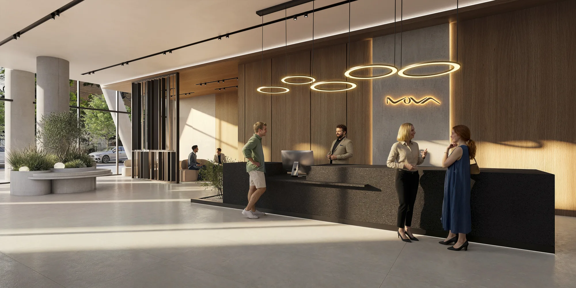 Render del lobby de Mova del Sol.